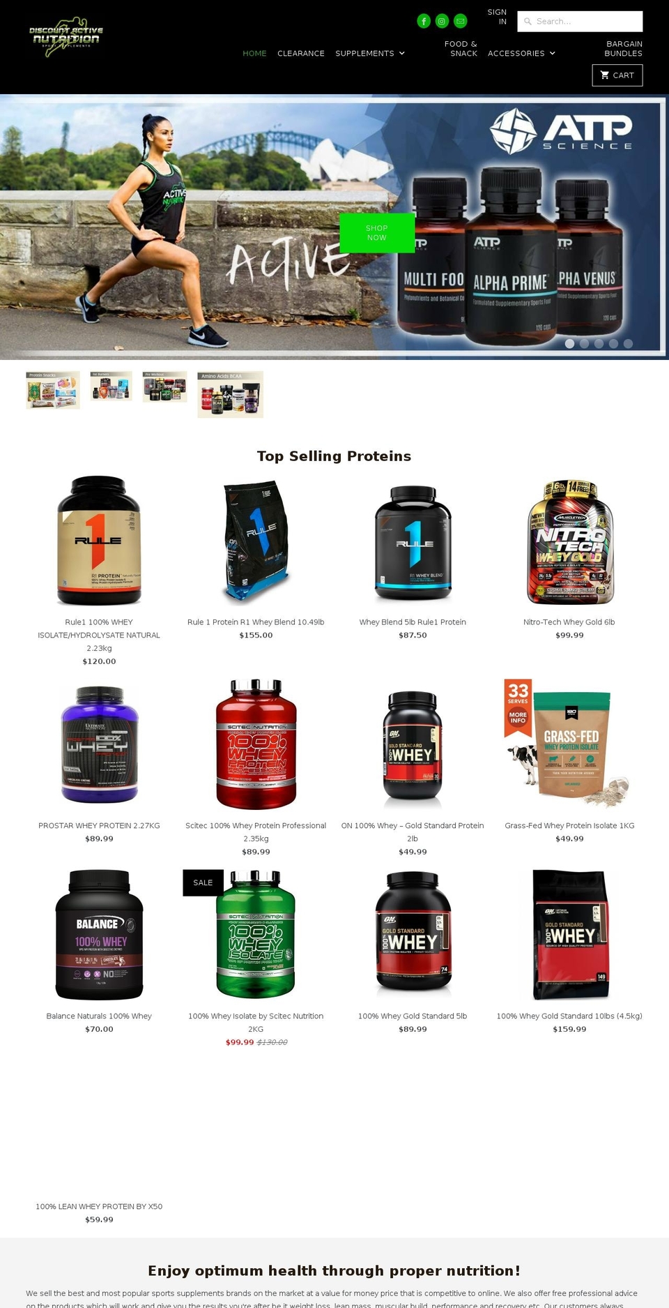 discountactivenutrition.com.au shopify website screenshot
