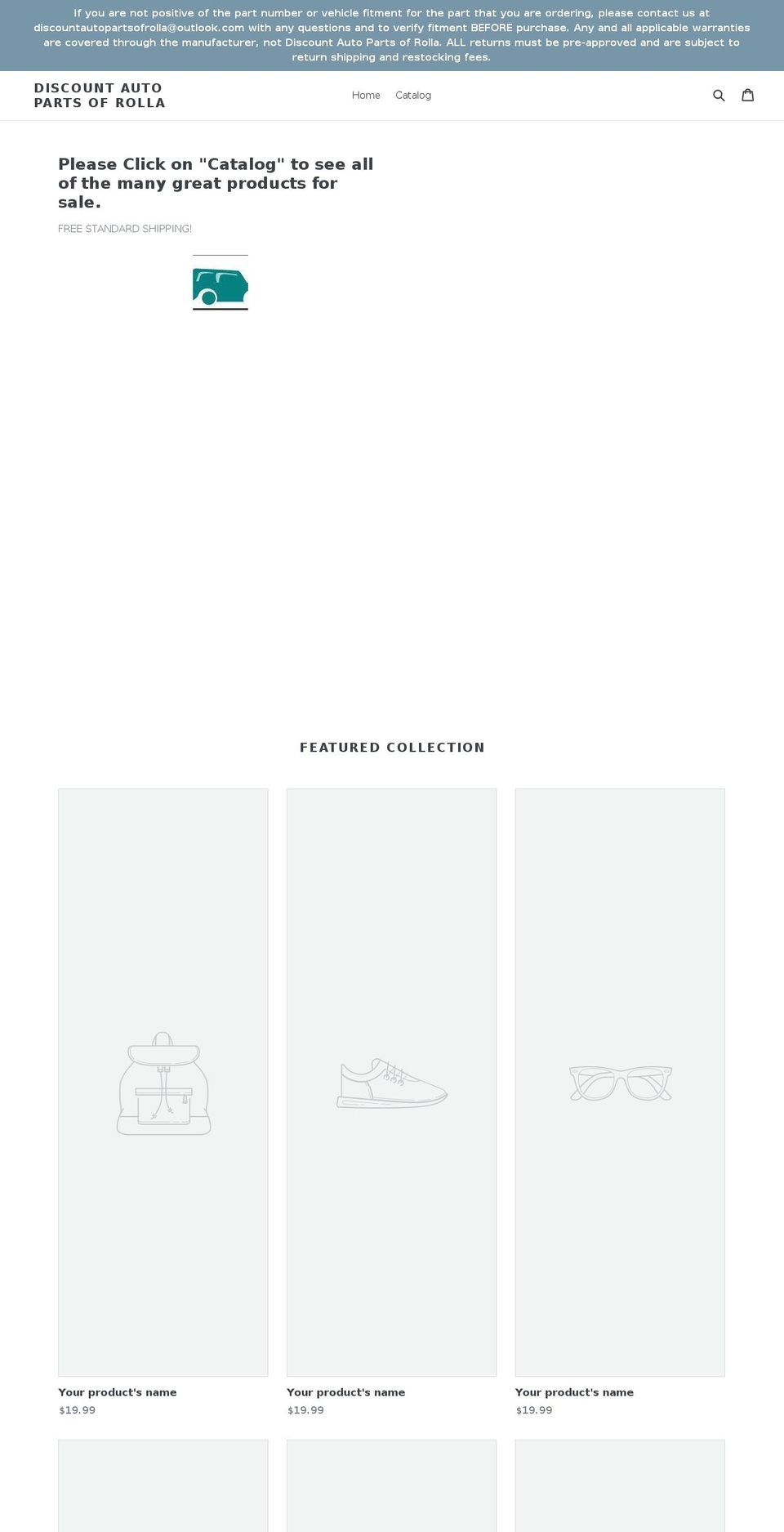 discountautopartsofrolla.com shopify website screenshot