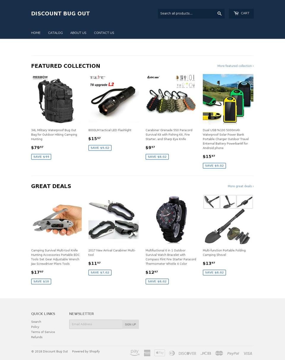 discountbugout.com — Shopify storefront screenshot