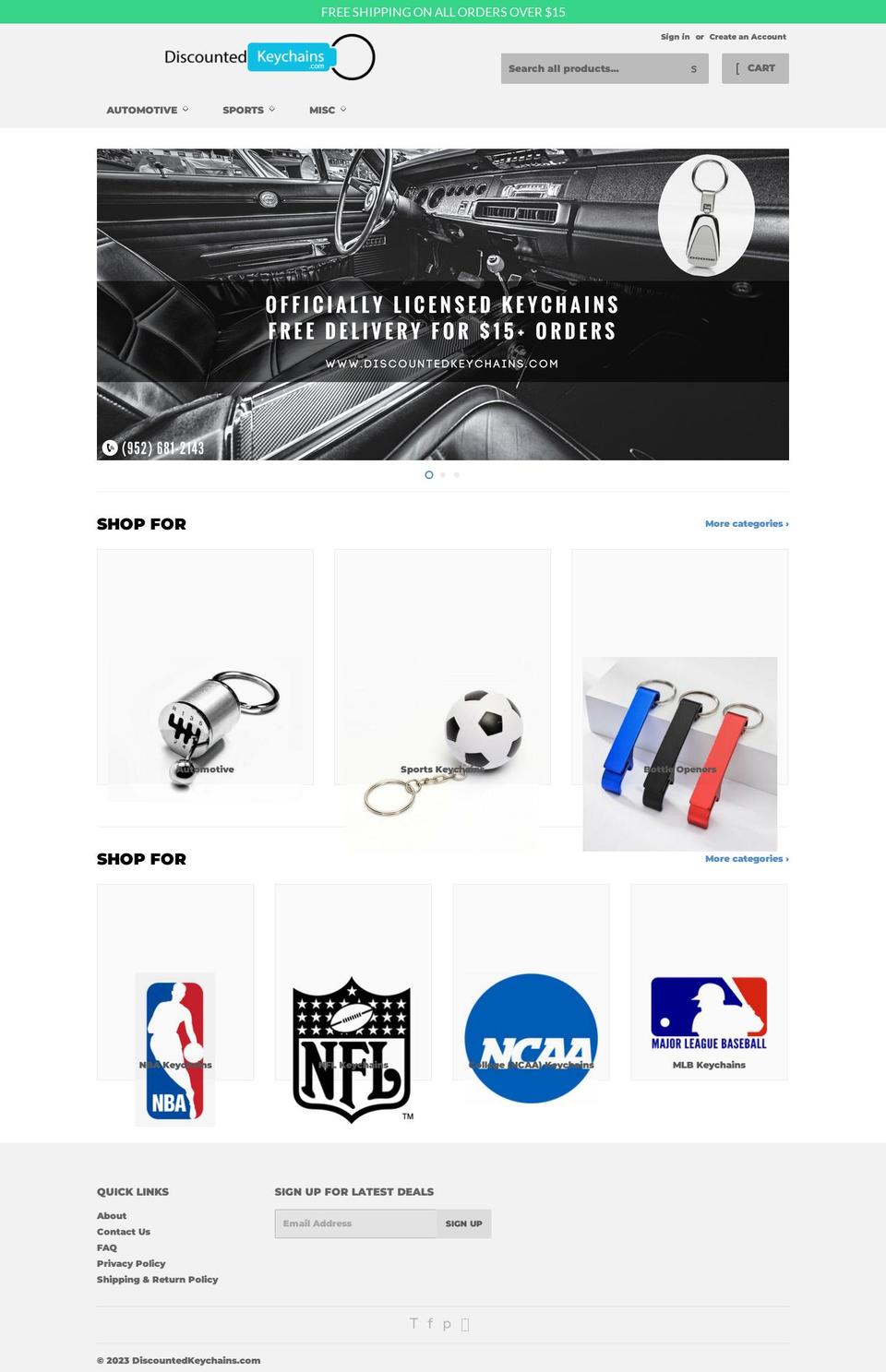 discountedkeychains.com shopify website screenshot