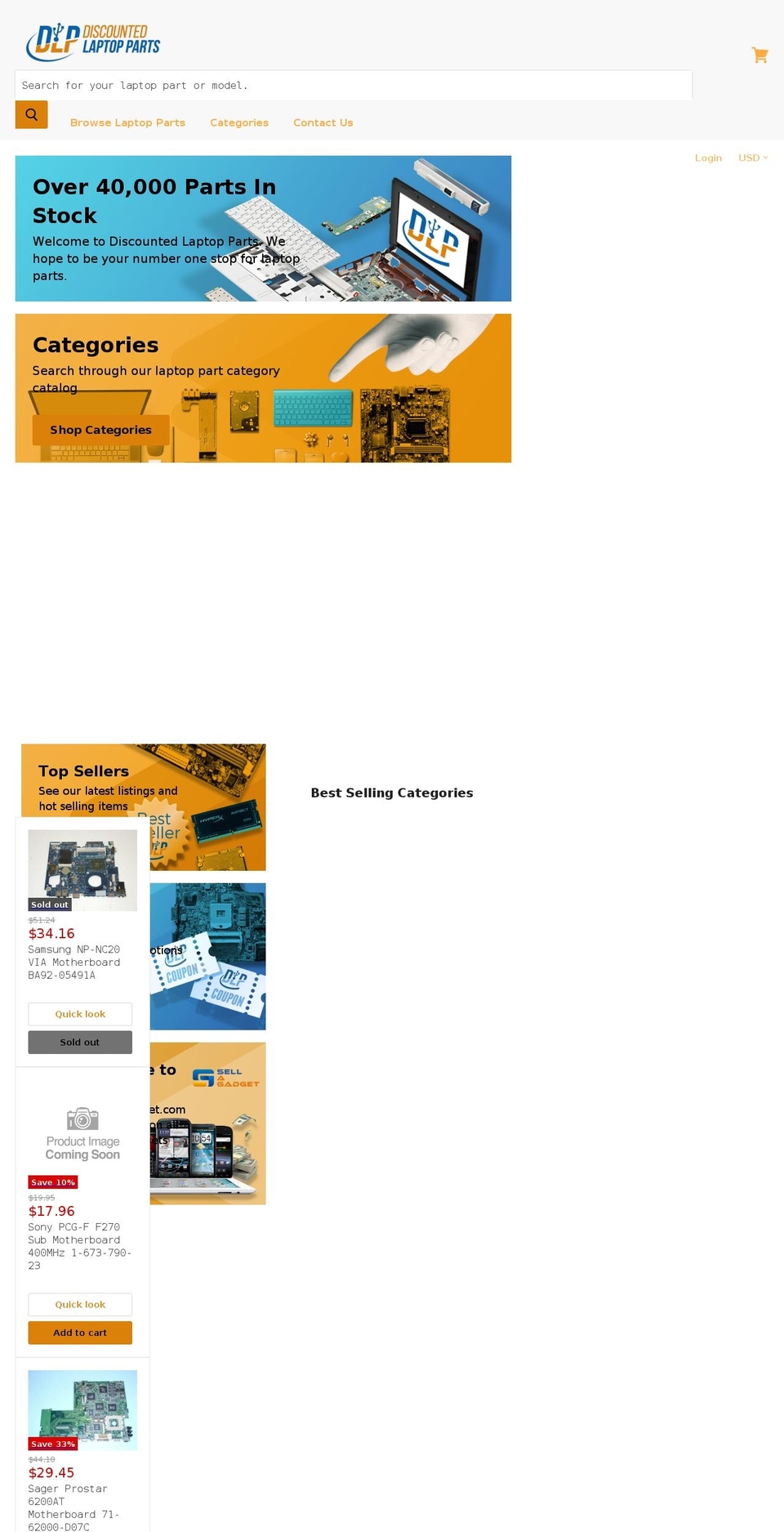 discountedlaptopparts.com — Shopify storefront screenshot