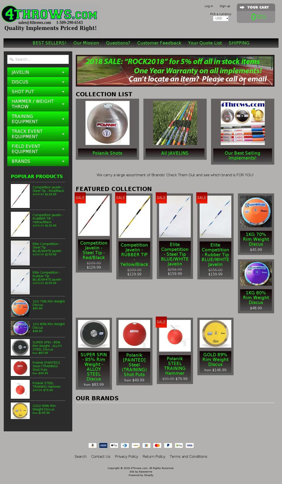 discountjavelins.com shopify website screenshot