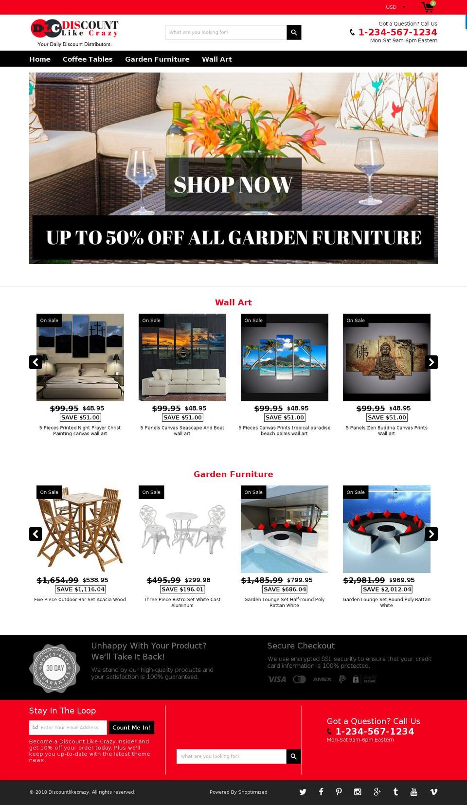 discountlikecrazy.com — Shopify storefront screenshot