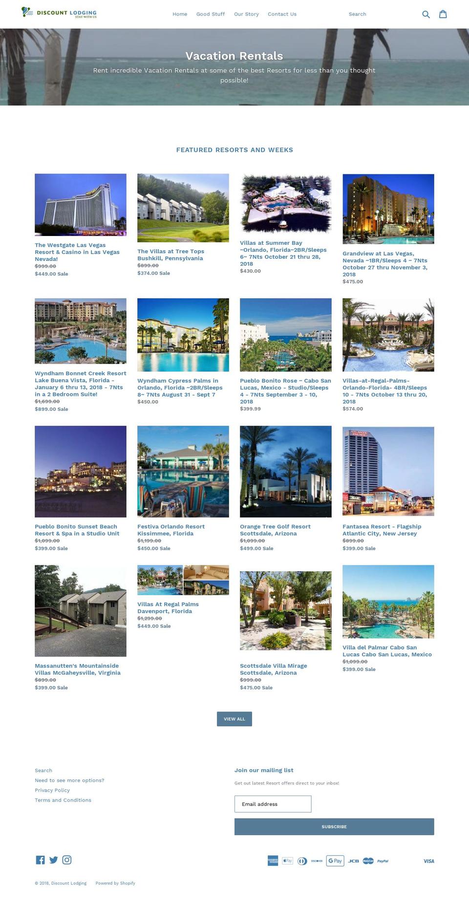 discountlodging.net shopify website screenshot