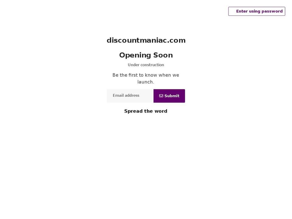 discountmaniac.com shopify website screenshot