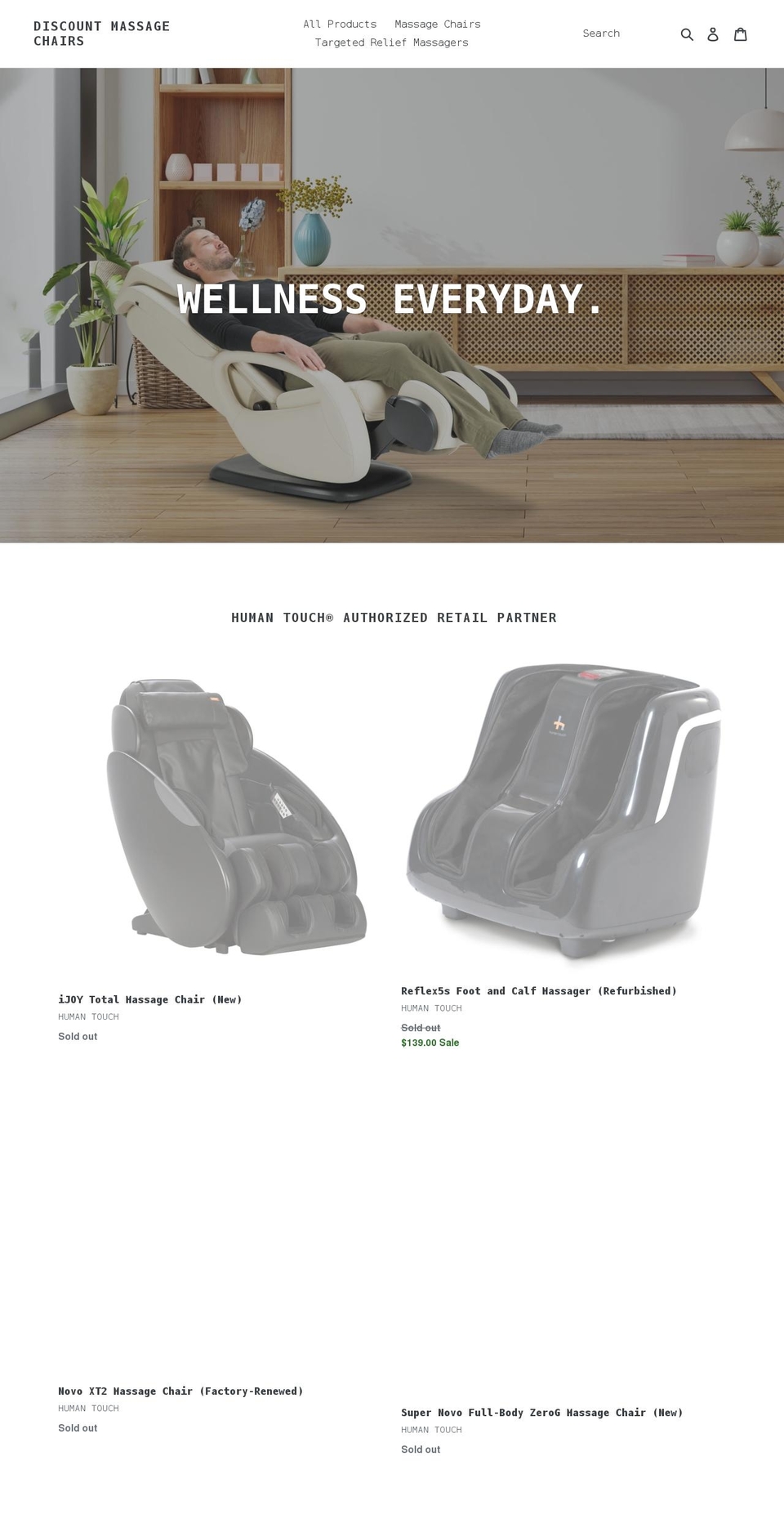 discountmassagechairs.com shopify website screenshot