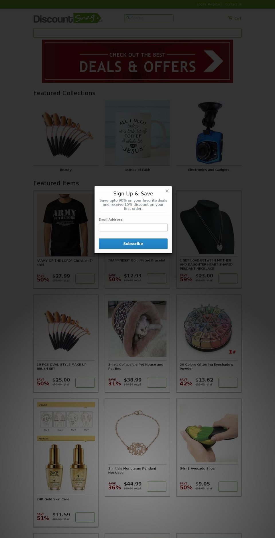 discountsnag.com shopify website screenshot