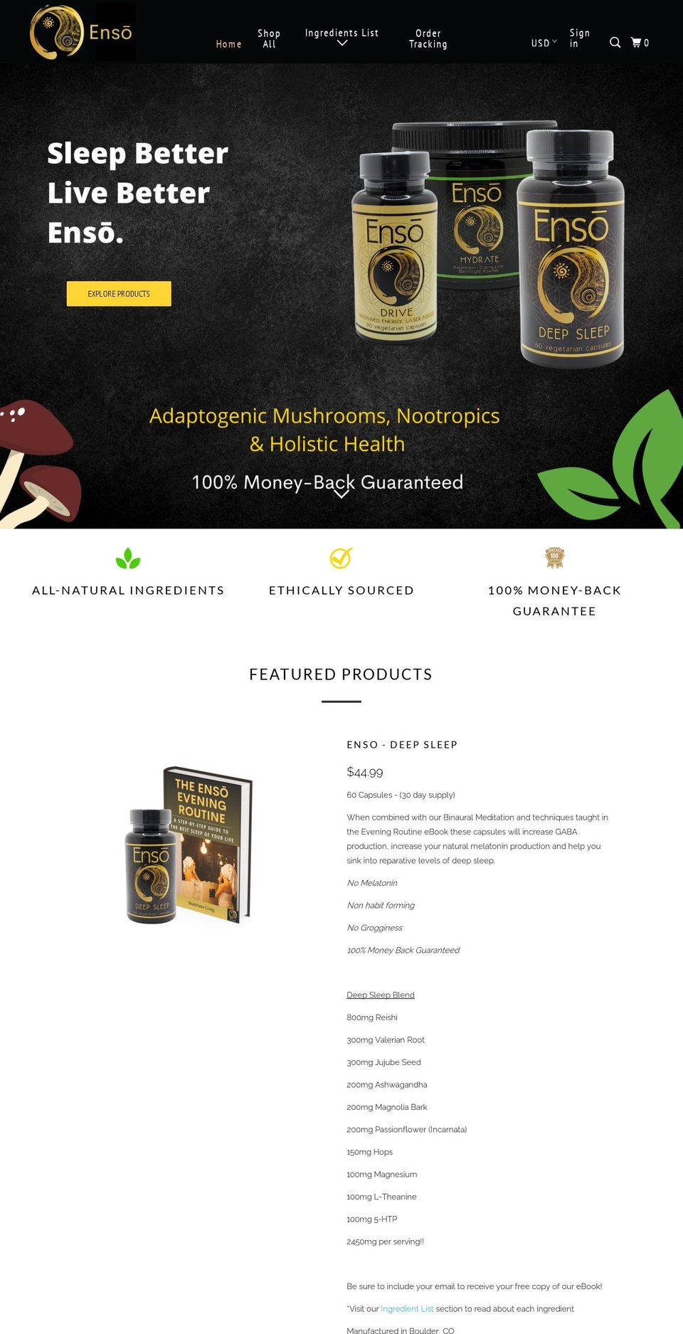 discoverenso.com shopify website screenshot