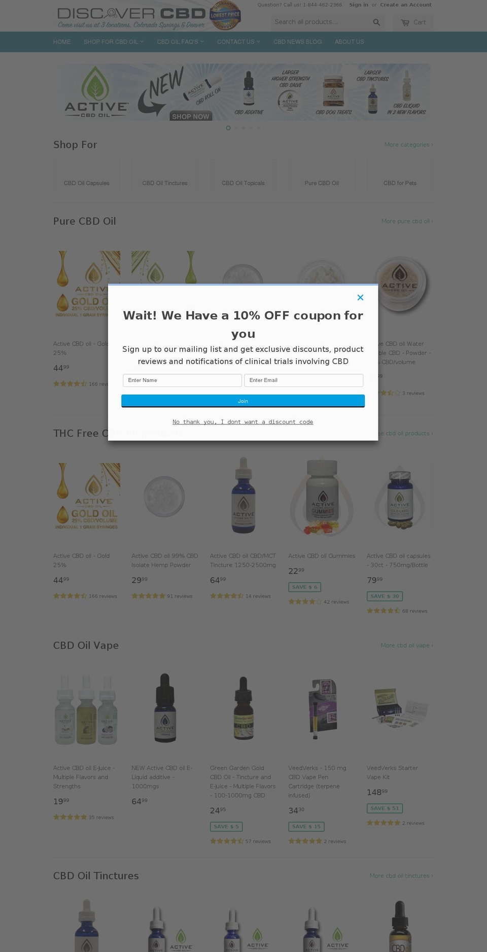 discoverhempoil.com — Shopify storefront screenshot