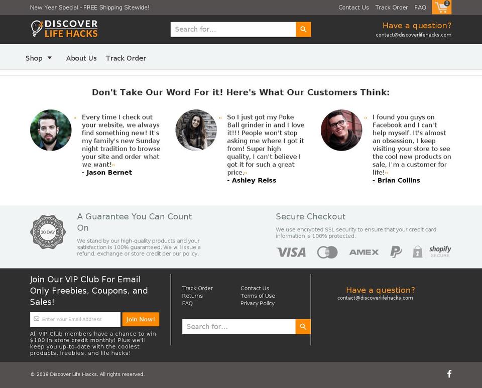 discoverlifehacks.com — Shopify storefront screenshot