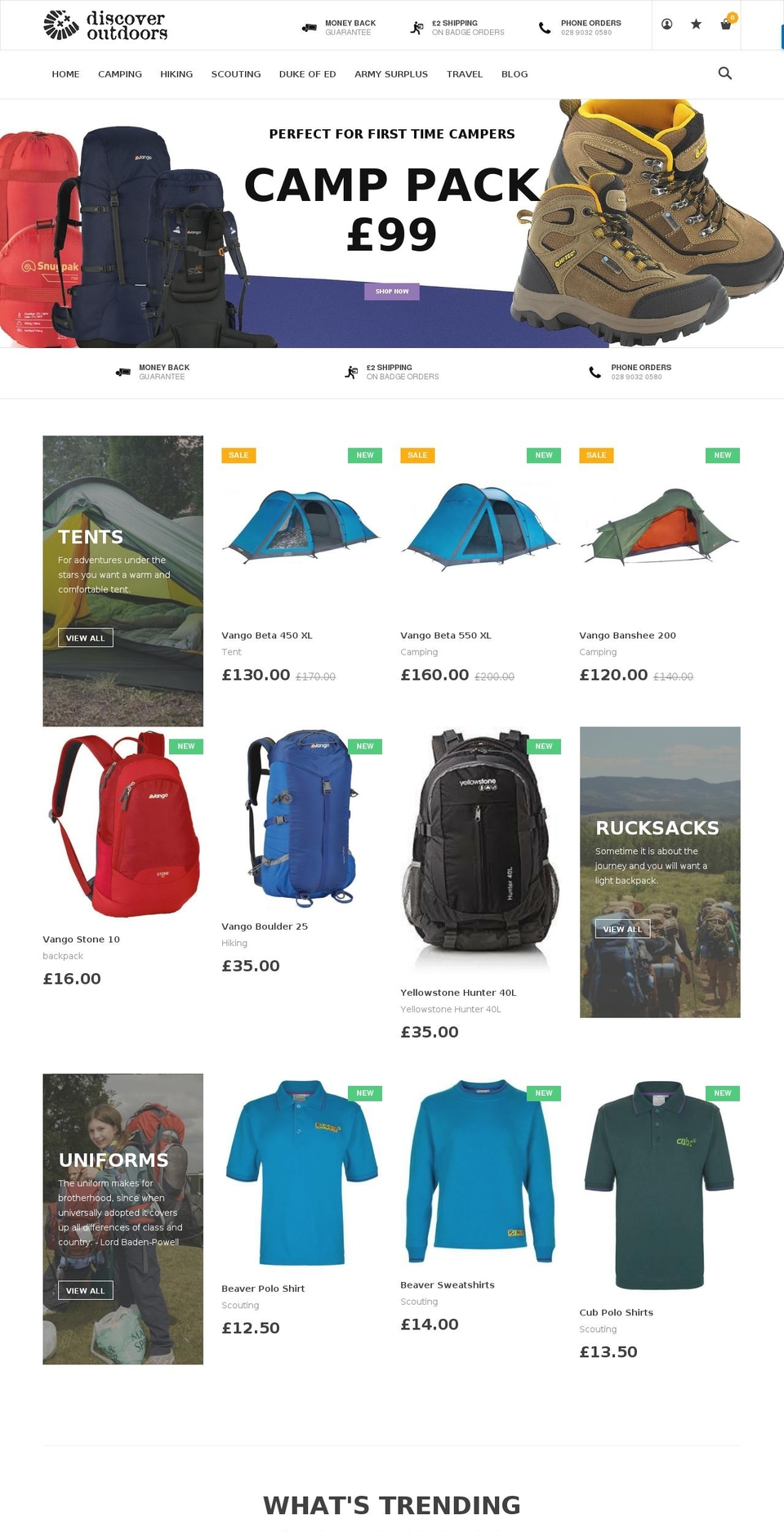 discoveroutdoorsuk.com shopify website screenshot