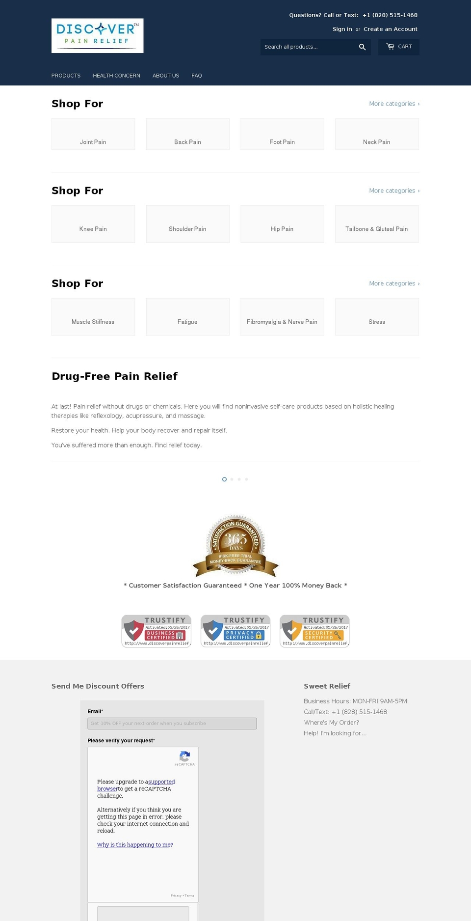 discoverpainrelief.com — Shopify storefront screenshot