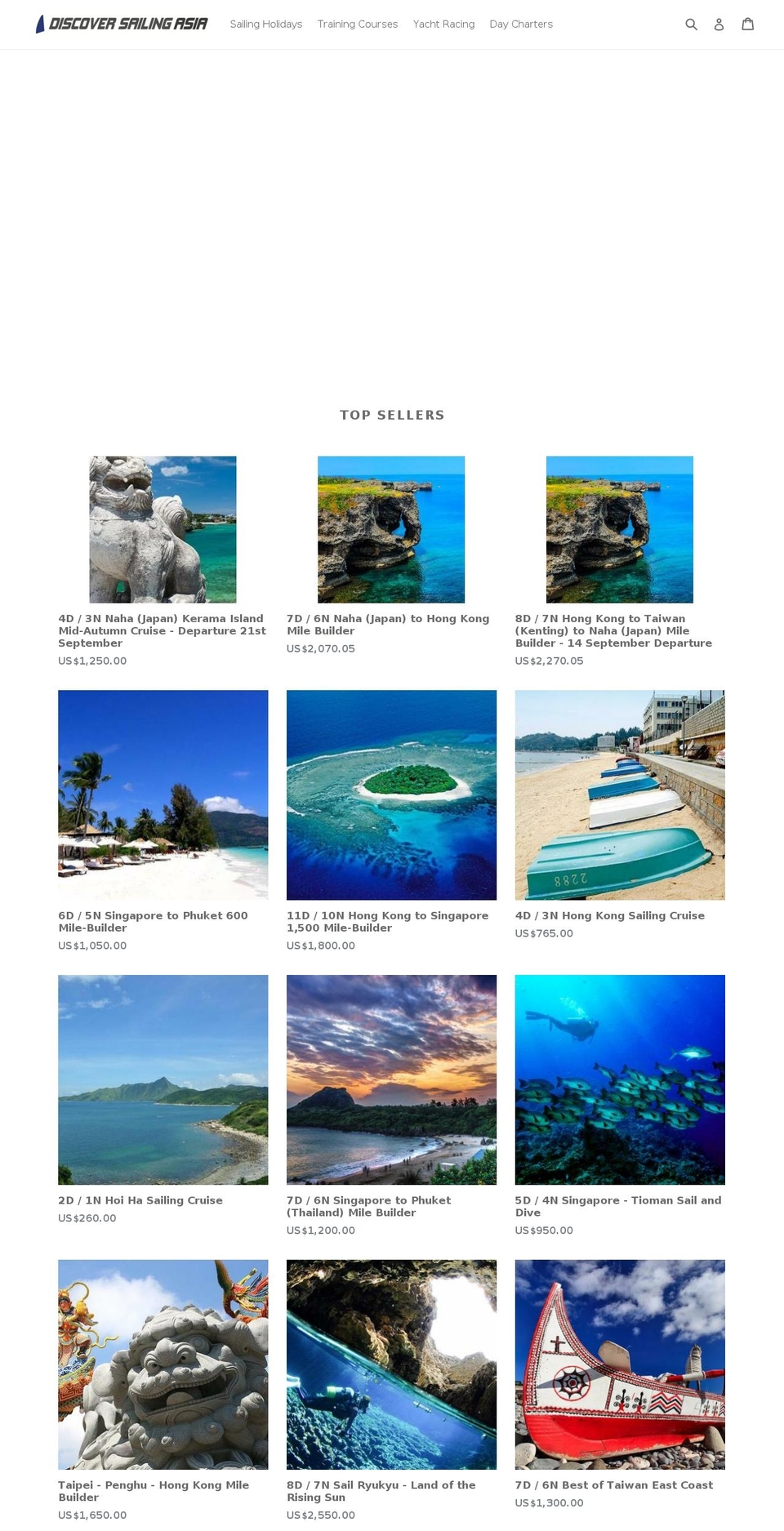 discoversailingasia.com shopify website screenshot