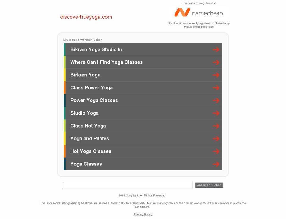 discovertrueyoga.com — Shopify storefront screenshot