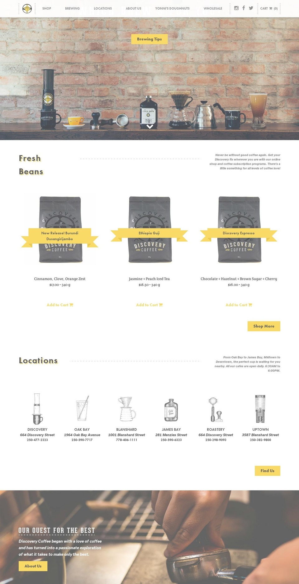 Fresh Shopify theme site example discoverycoffee.com
