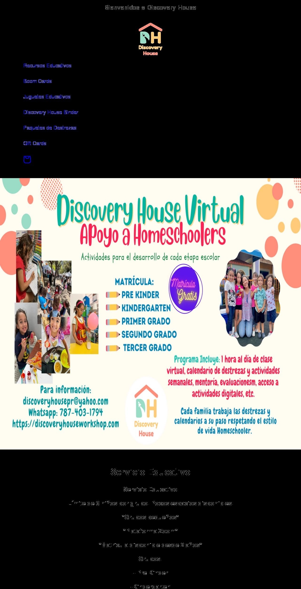 discoveryhouseworkshop.com shopify website screenshot