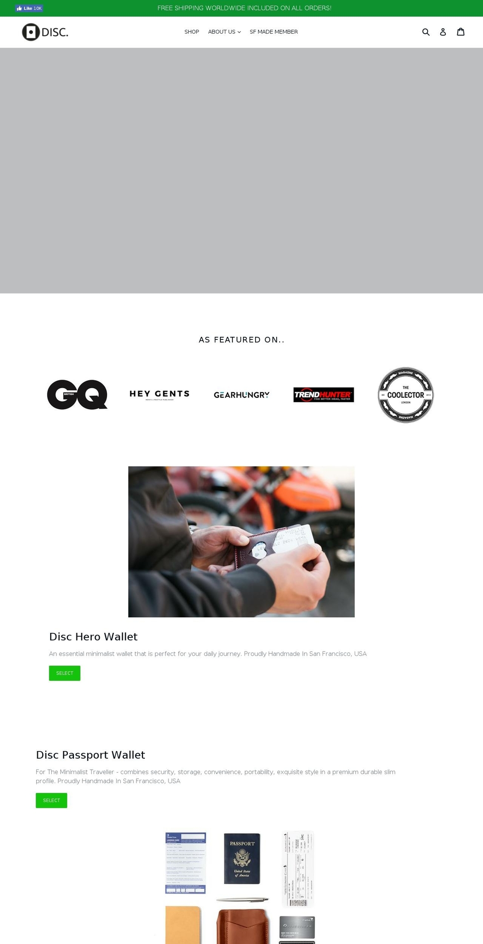 discwallets.com — Shopify storefront screenshot
