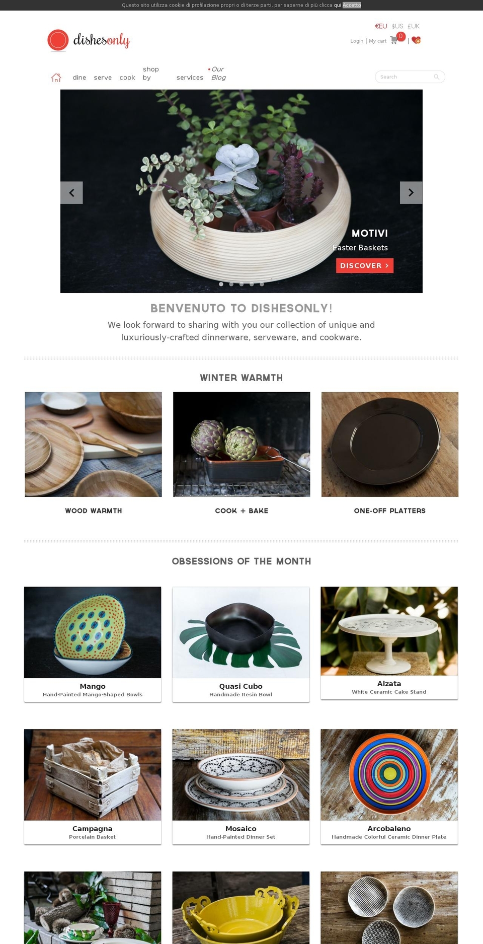 iOne Shopify theme site example dishesonly.com