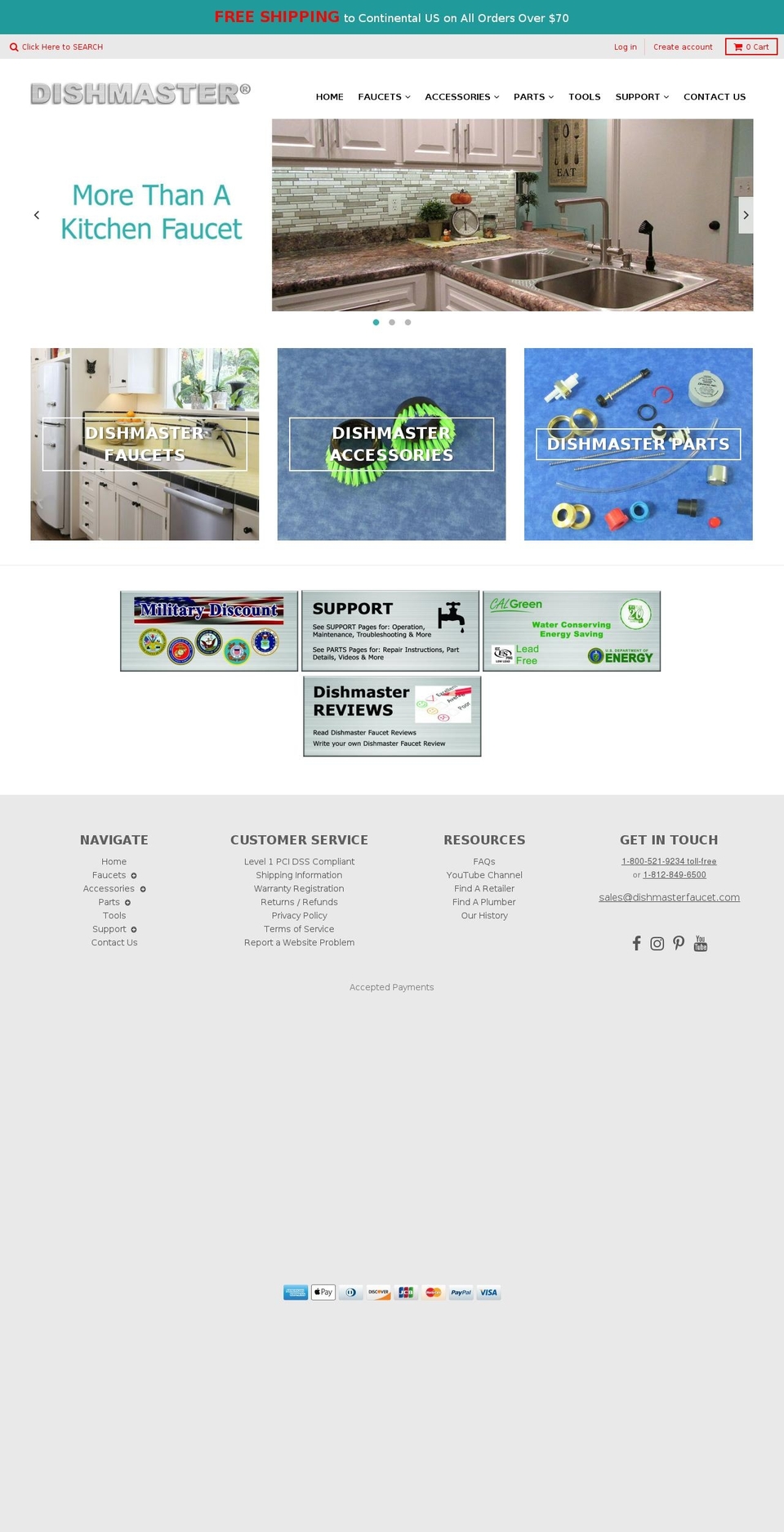 dishmaster-faucet.com shopify website screenshot