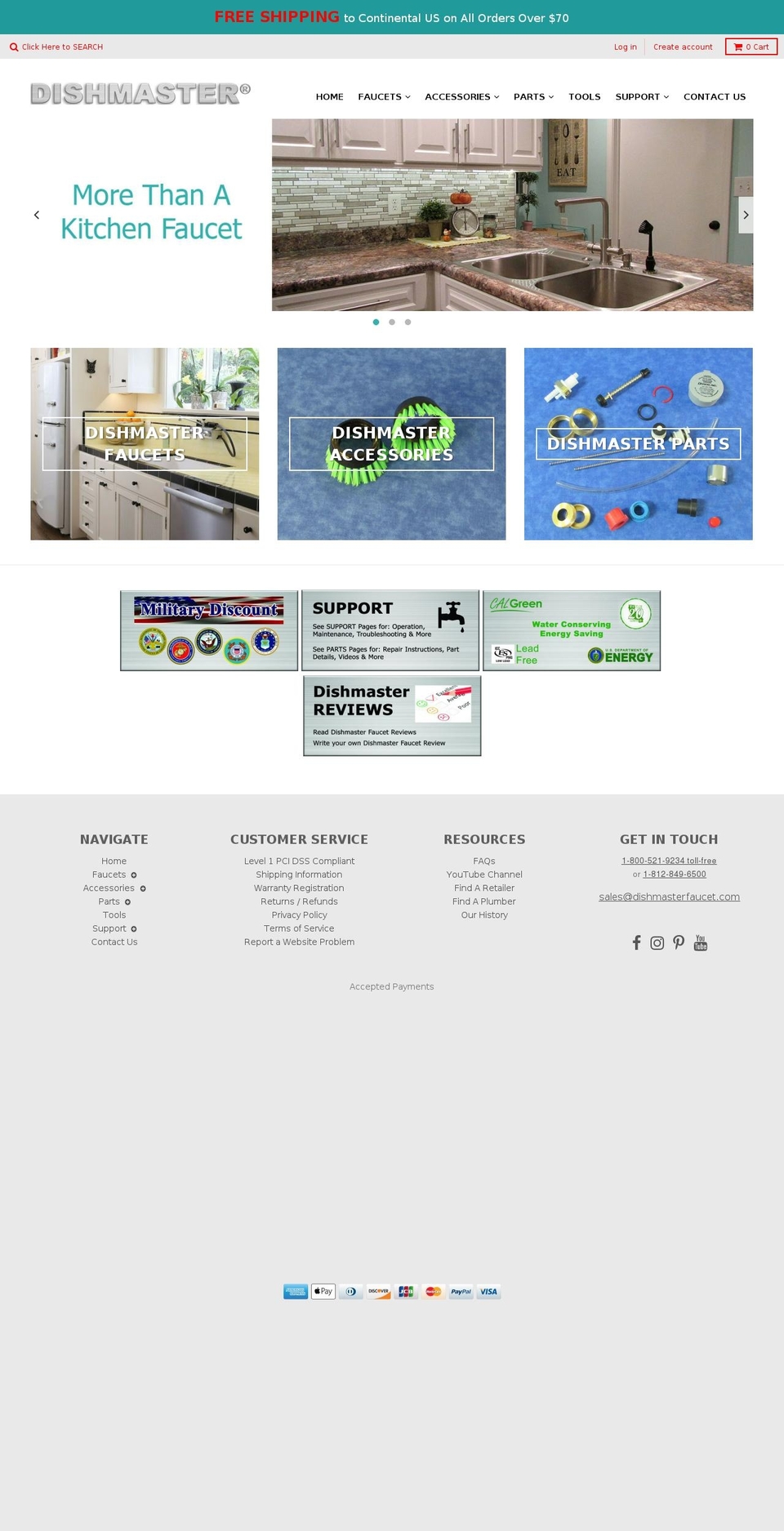 dishmaster-faucet.net shopify website screenshot