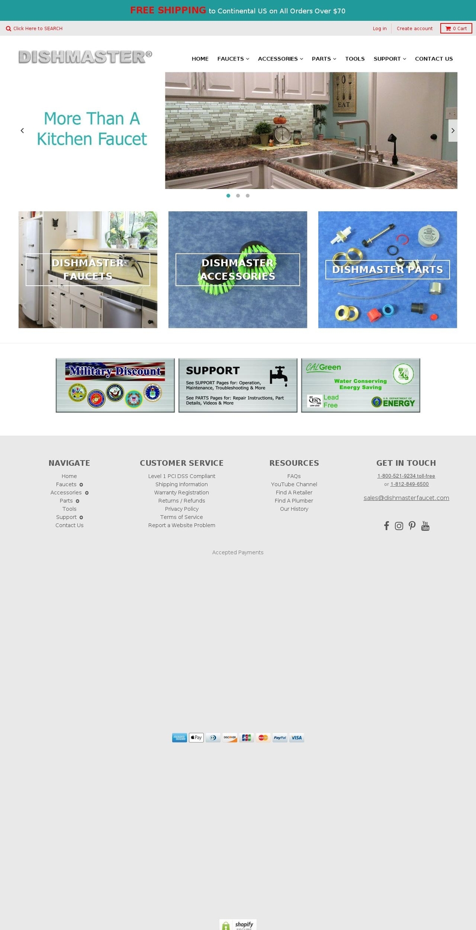 dishmasterfaucet.com shopify website screenshot