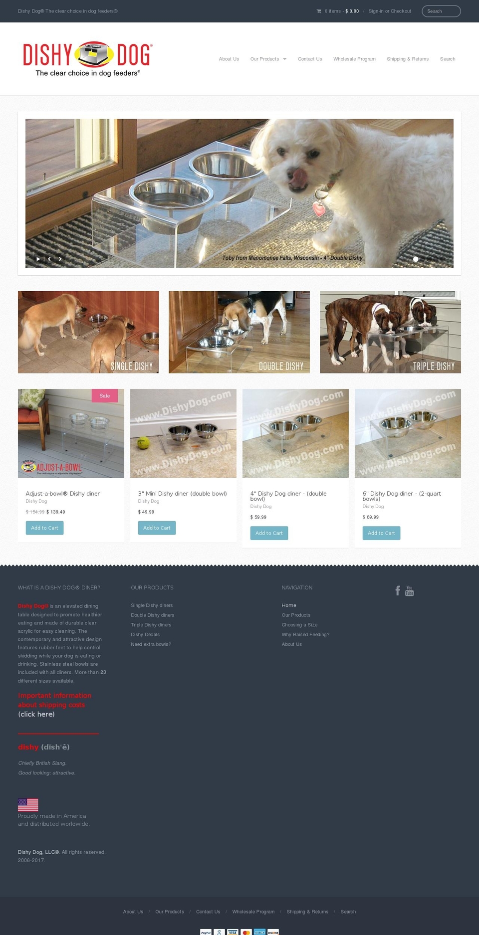 dishydog.com shopify website screenshot