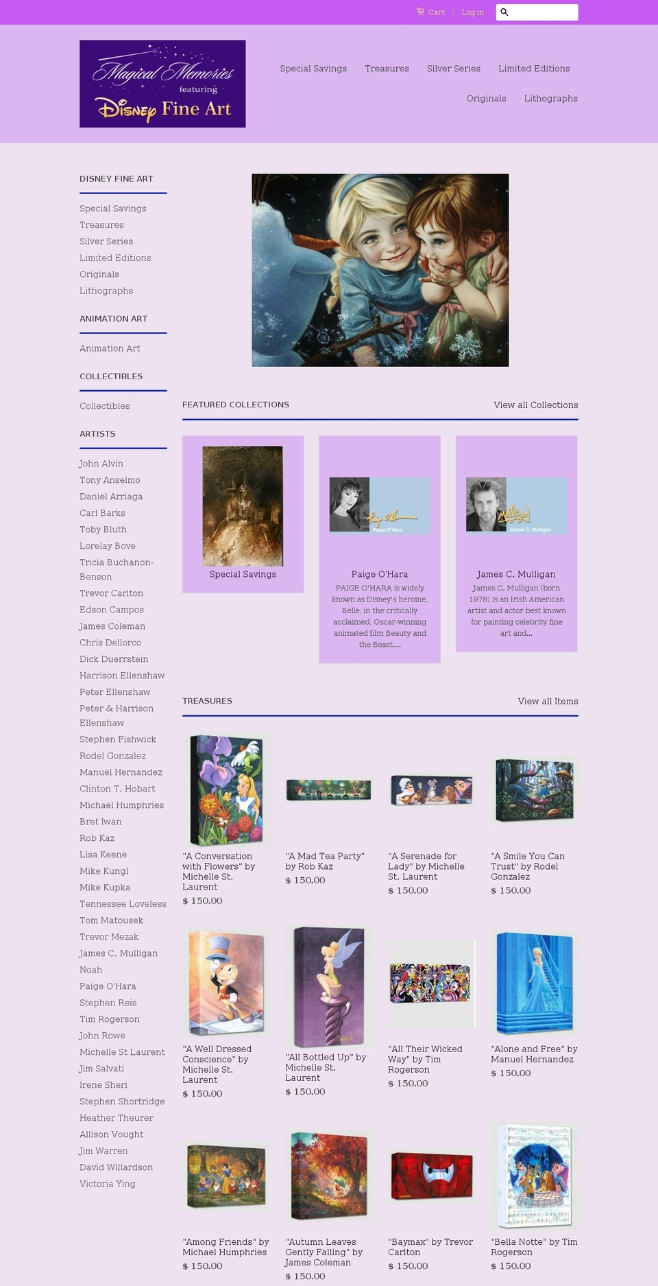 disneyfineartgalleries.com shopify website screenshot