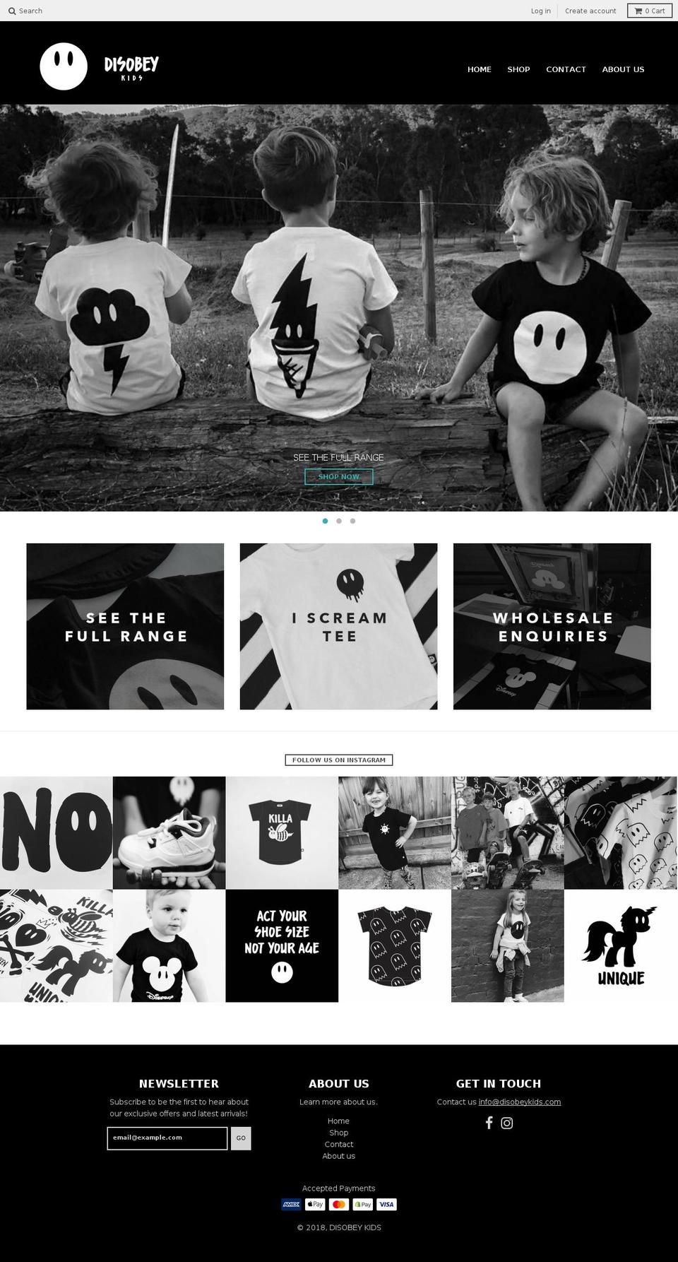 disobeykids.com — Shopify storefront screenshot