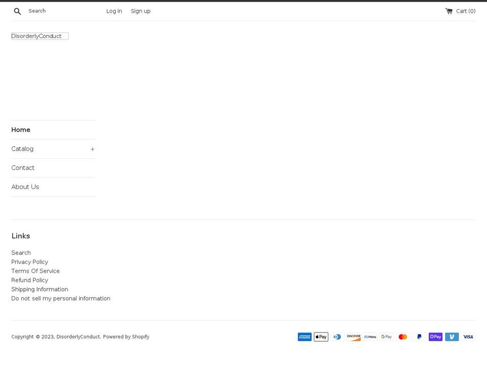 disorderlymisconduct.com shopify website screenshot