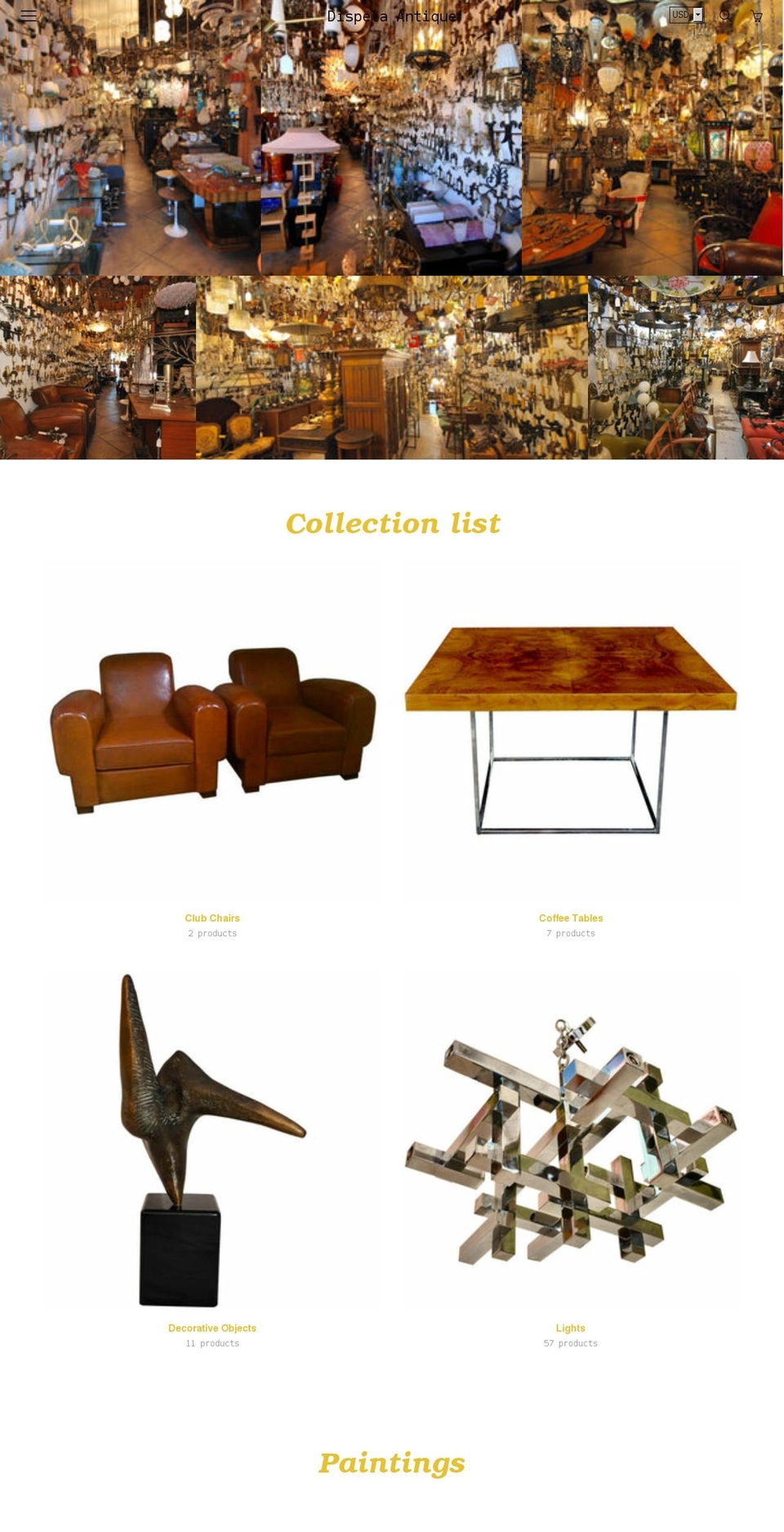 dispelaantiques.com shopify website screenshot