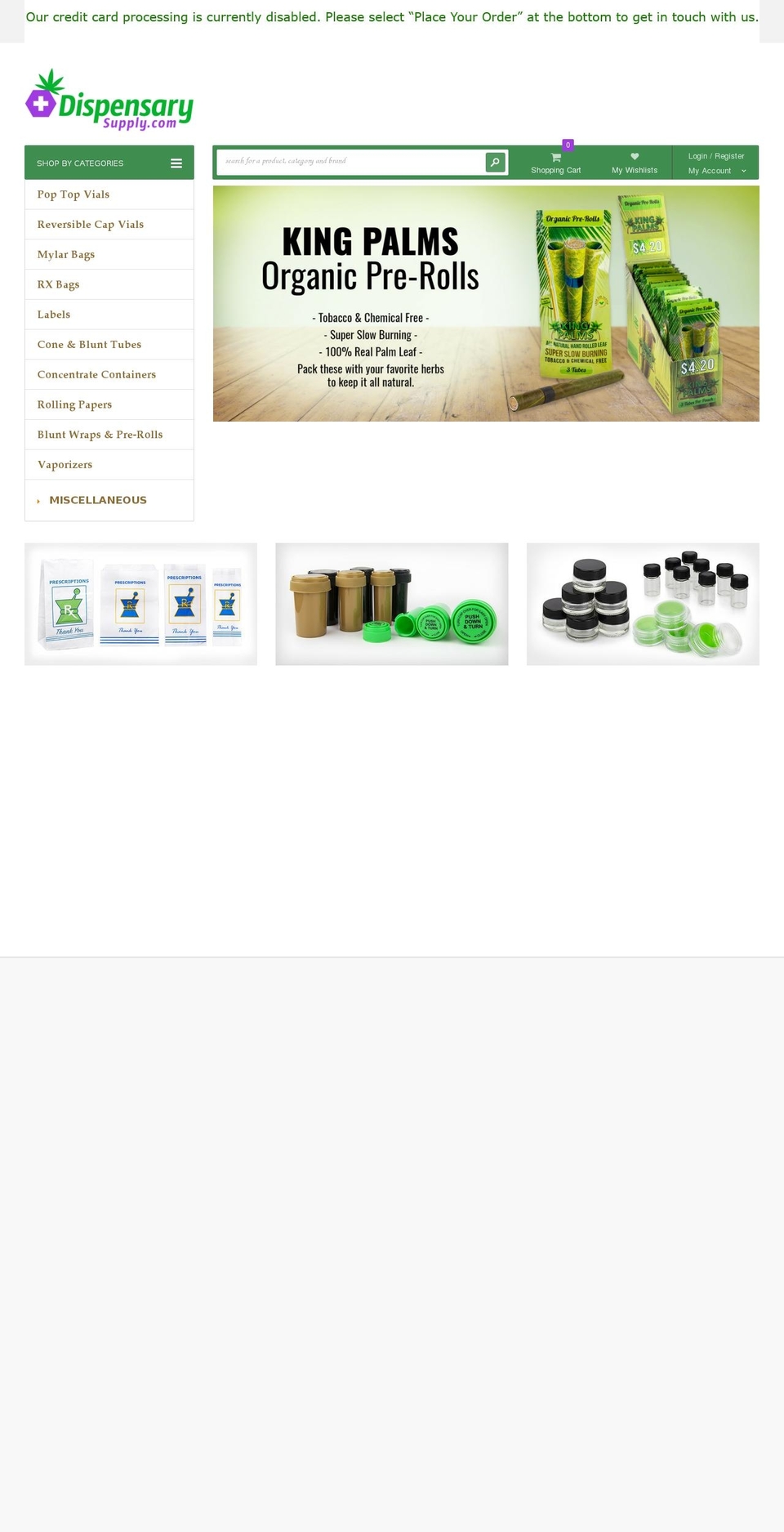 dispensarysupply.com shopify website screenshot