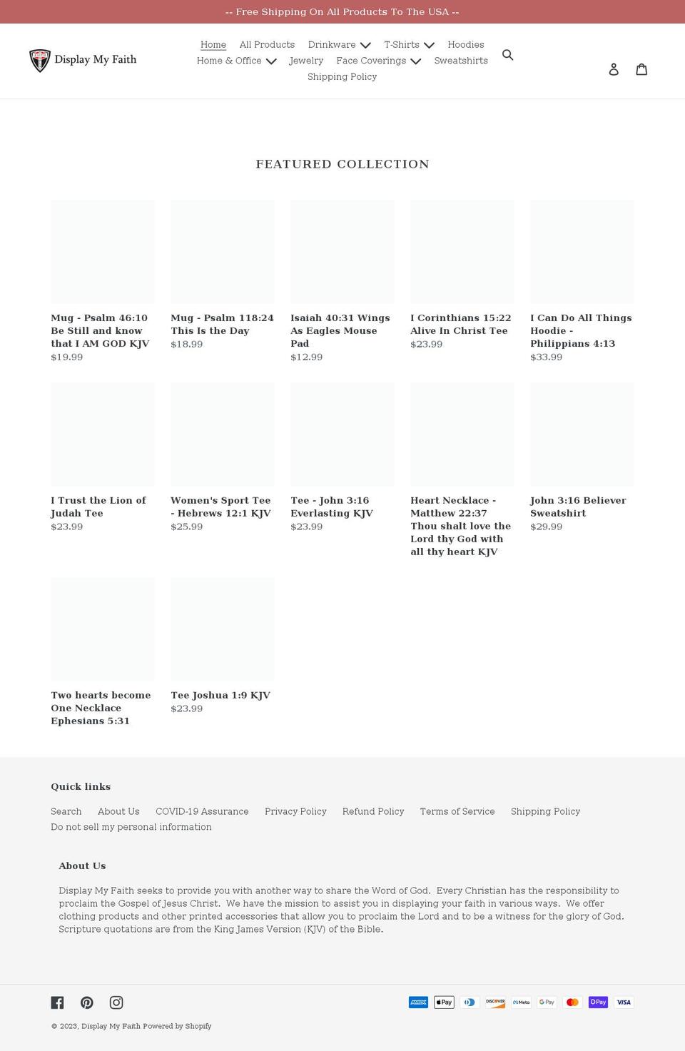 displaymyfaith.com shopify website screenshot