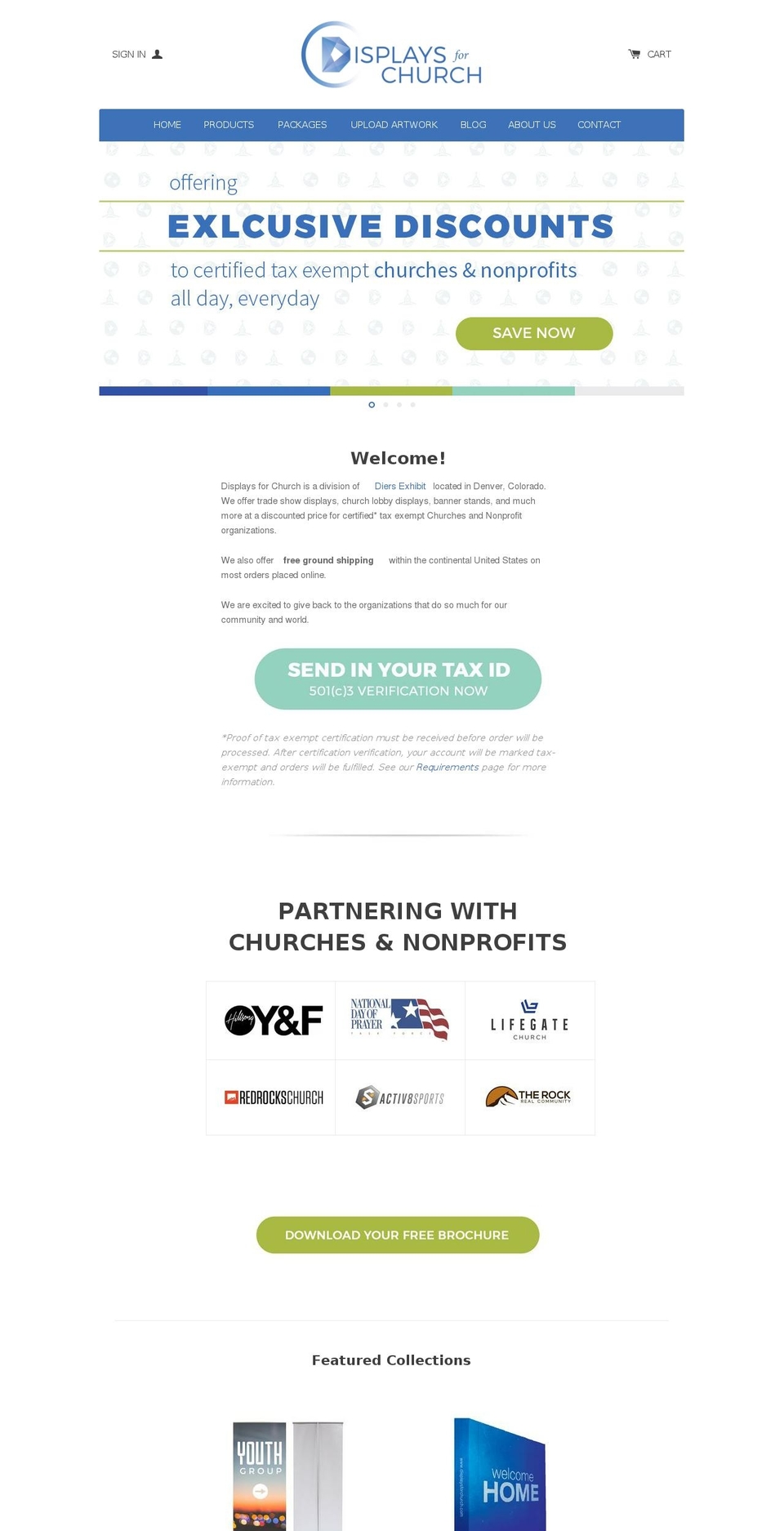 displaysforchurch.com shopify website screenshot