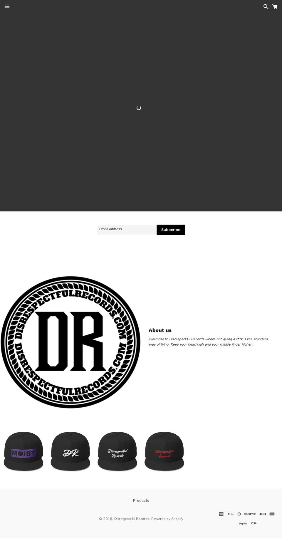 disrespectfulrecords.com — Shopify storefront screenshot