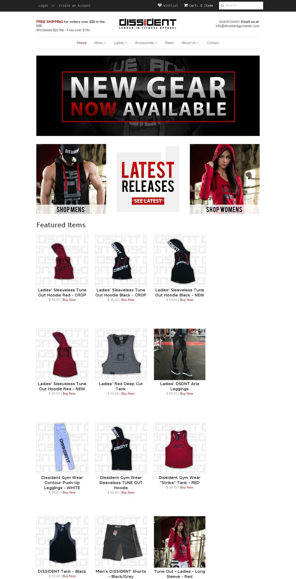 dissidentgymwear.com shopify website screenshot