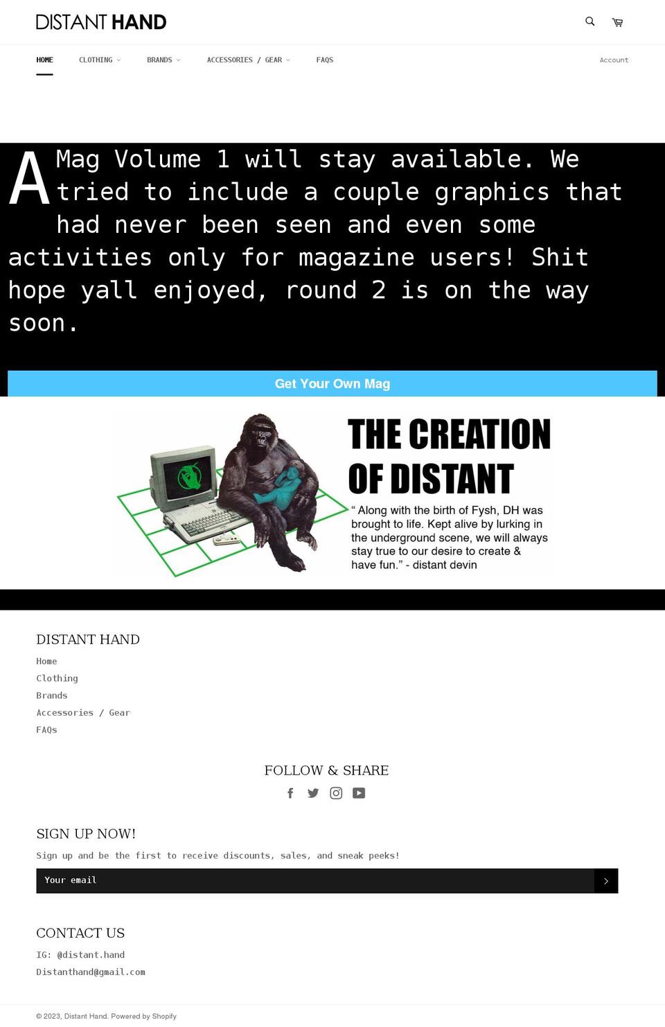 distanthand.com shopify website screenshot