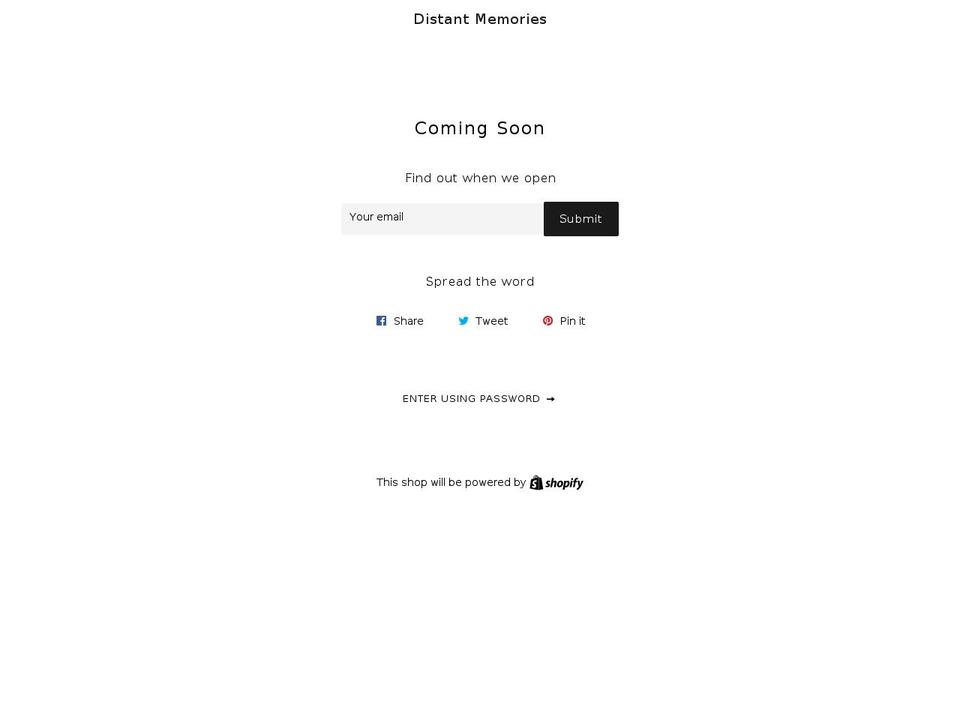 distantmemories.net shopify website screenshot