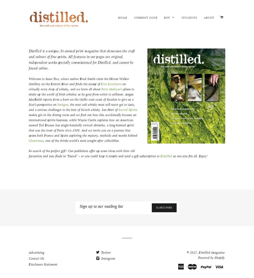 distilledmagazine.net shopify website screenshot