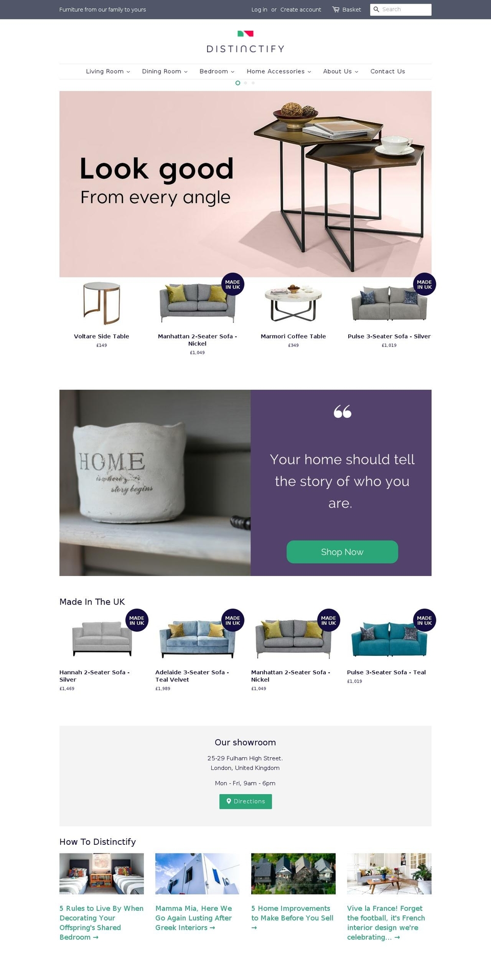 distinctify.furniture shopify website screenshot