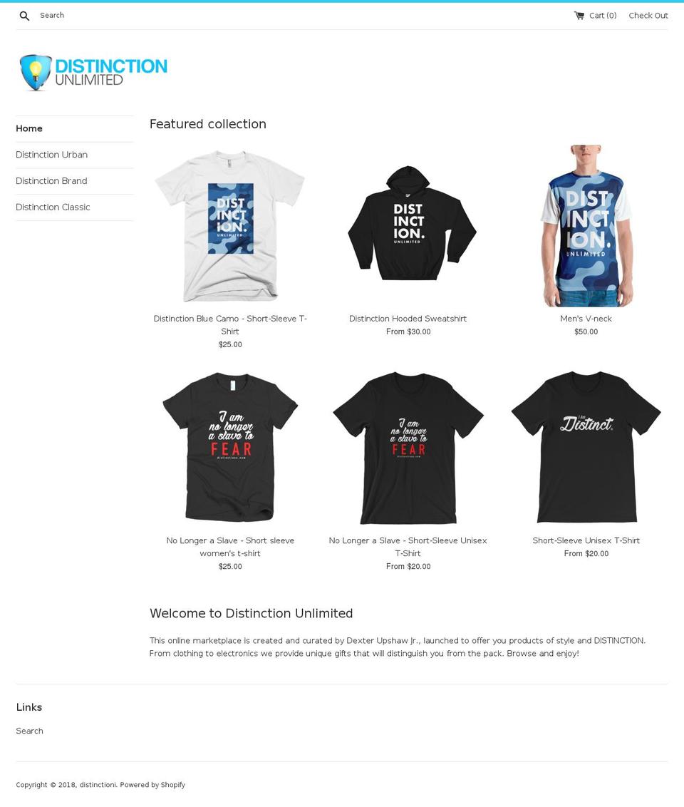 distinctionu.com — Shopify storefront screenshot
