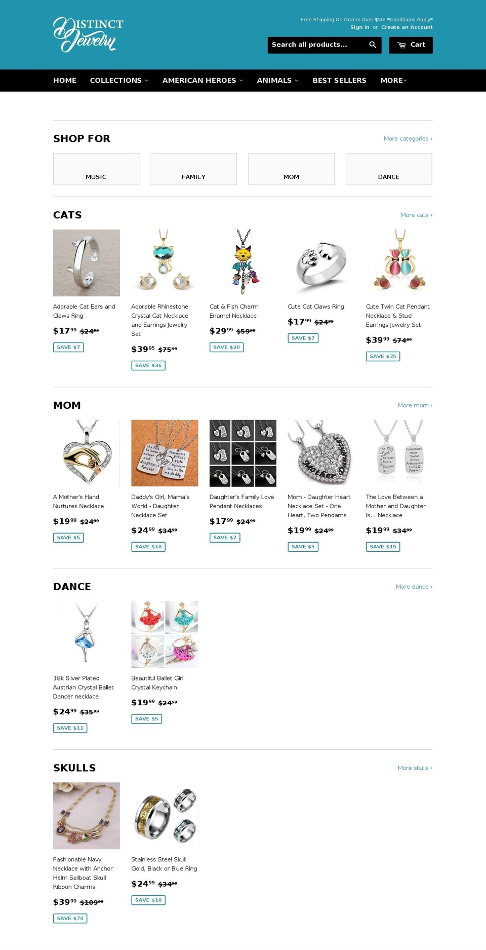 distinctjewelry.com shopify website screenshot