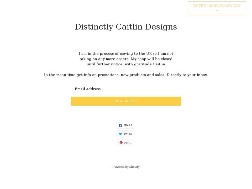 distinctlycaitlindesigns.com shopify website screenshot