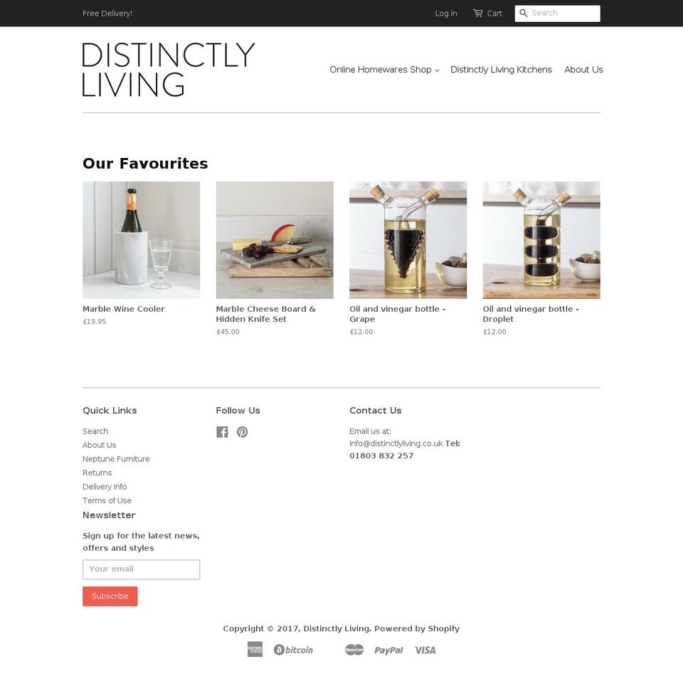 distinctlyliving.co.uk shopify website screenshot