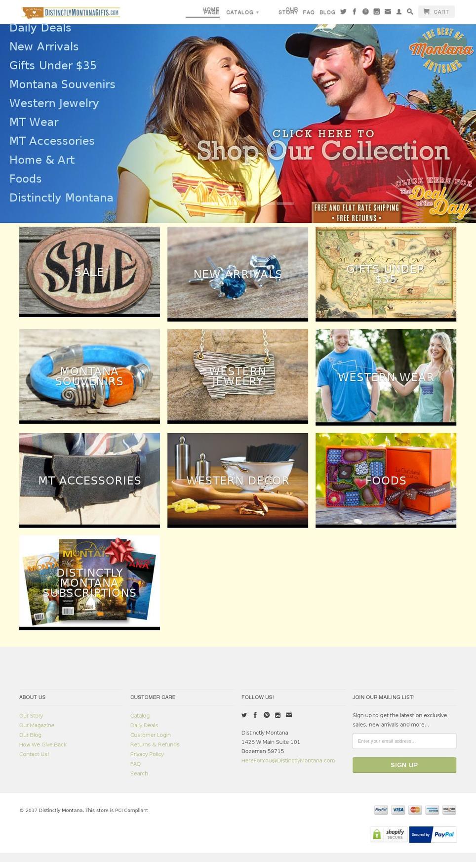 distinctlymontanagifts.com shopify website screenshot