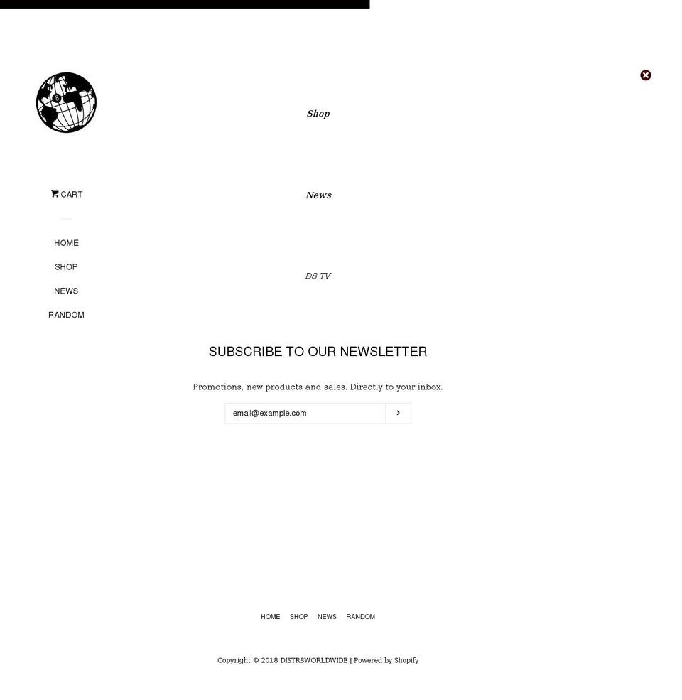 distr8.com — Shopify storefront screenshot