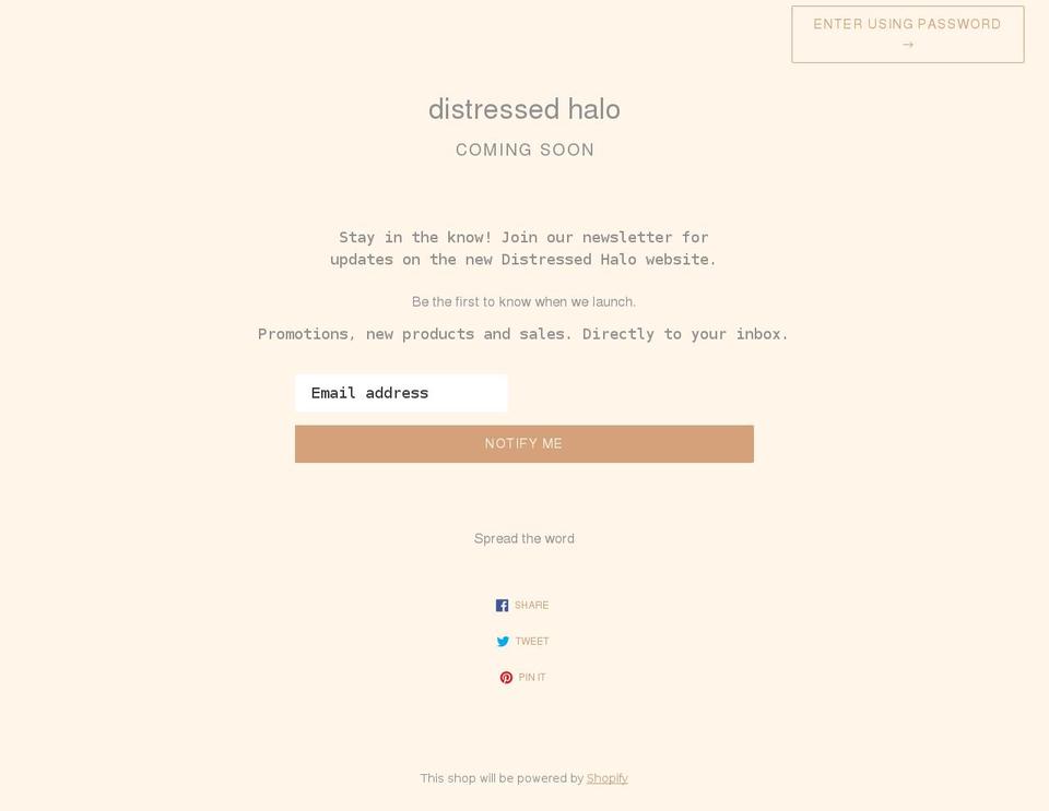 distressedhalo.com shopify website screenshot