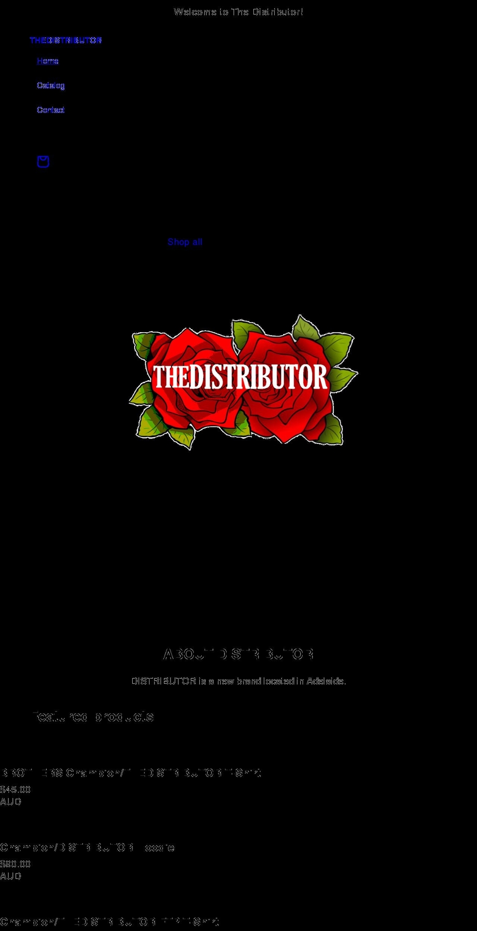 distributorclothing.com shopify website screenshot