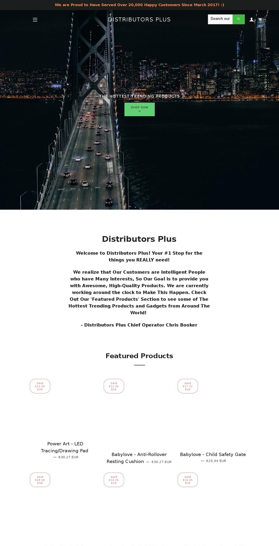 distributorsplus.com — Shopify storefront screenshot