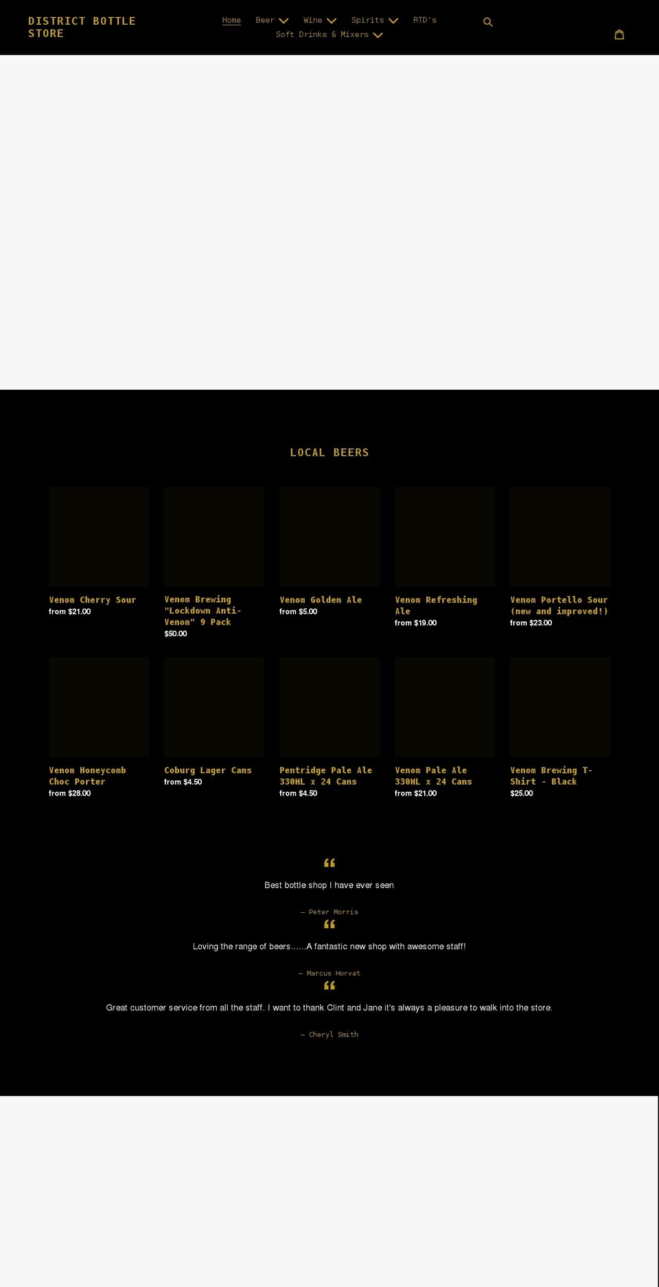district-bottle-store.myshopify.com shopify website screenshot