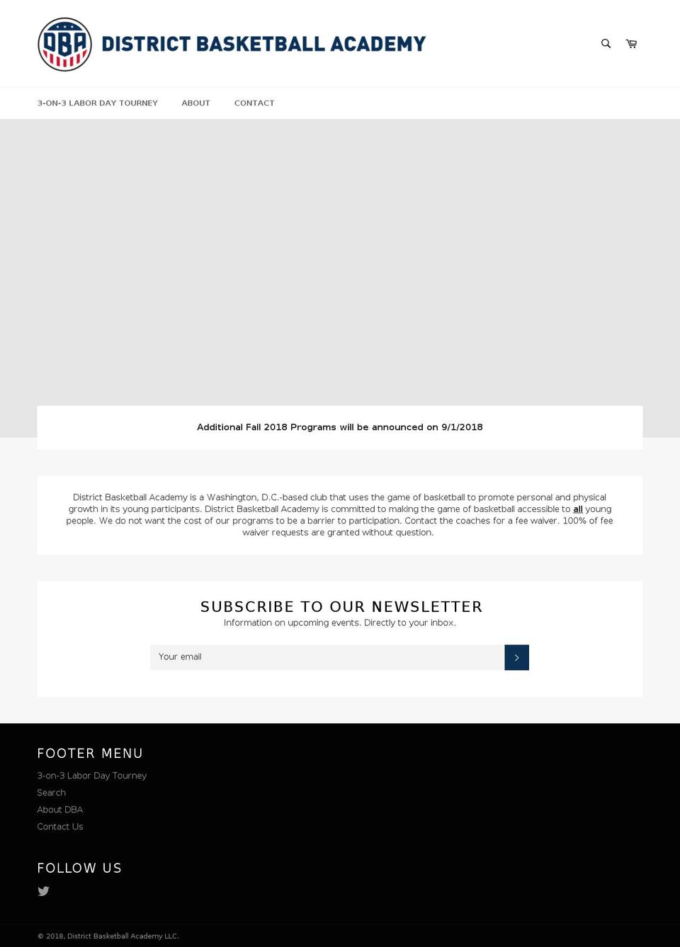 districtbasketballacademy.com shopify website screenshot